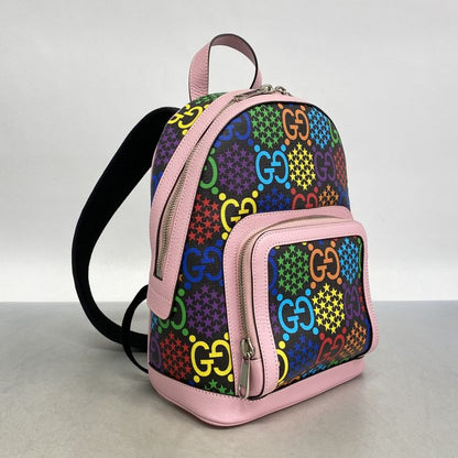Gucci Backpack Daypack GG Psychedelic 601296 PVC Leather Pink Multicolor Silver