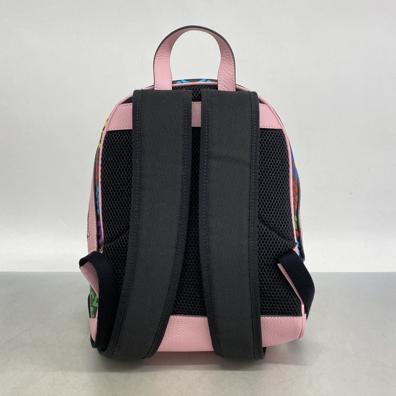 Gucci Backpack Daypack GG Psychedelic 601296 PVC Leather Pink Multicolor Silver