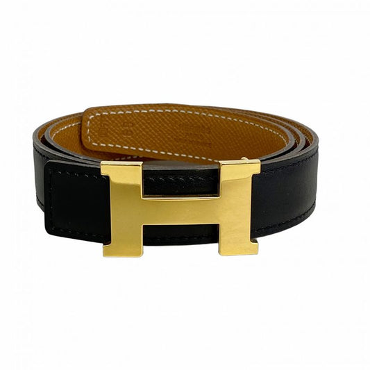 Hermes Belt Constance Belt Box Calf Courchevel Black Gold Hardware □D Engraved