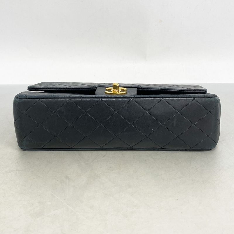 Chanel Shoulder Bag Matelasse Lambskin Black Gold Hardware Women