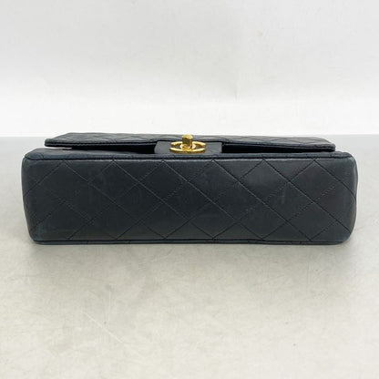 Chanel Shoulder Bag Matelasse Lambskin Black Gold Hardware Women