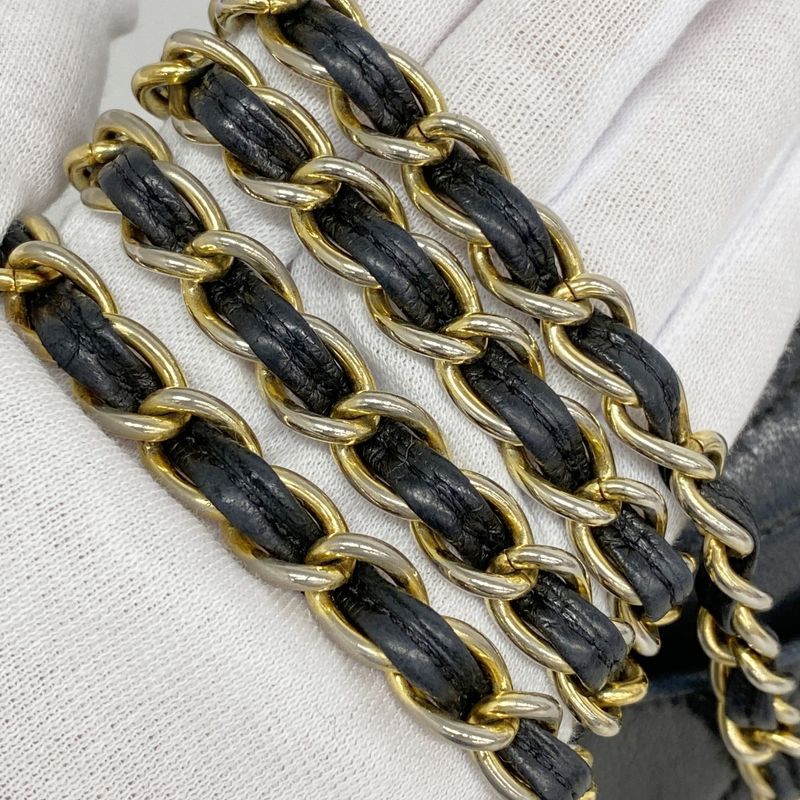 Chanel Shoulder Bag Matelasse Lambskin Black Gold Hardware Women