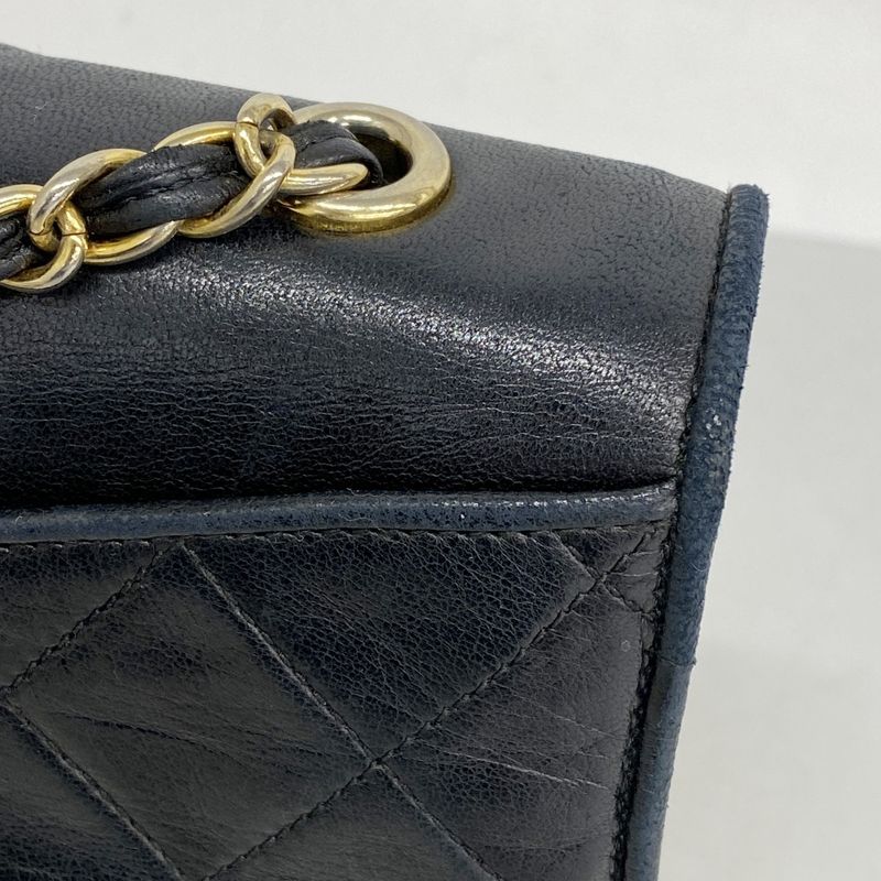 Chanel Shoulder Bag Matelasse Lambskin Black Gold Hardware Women