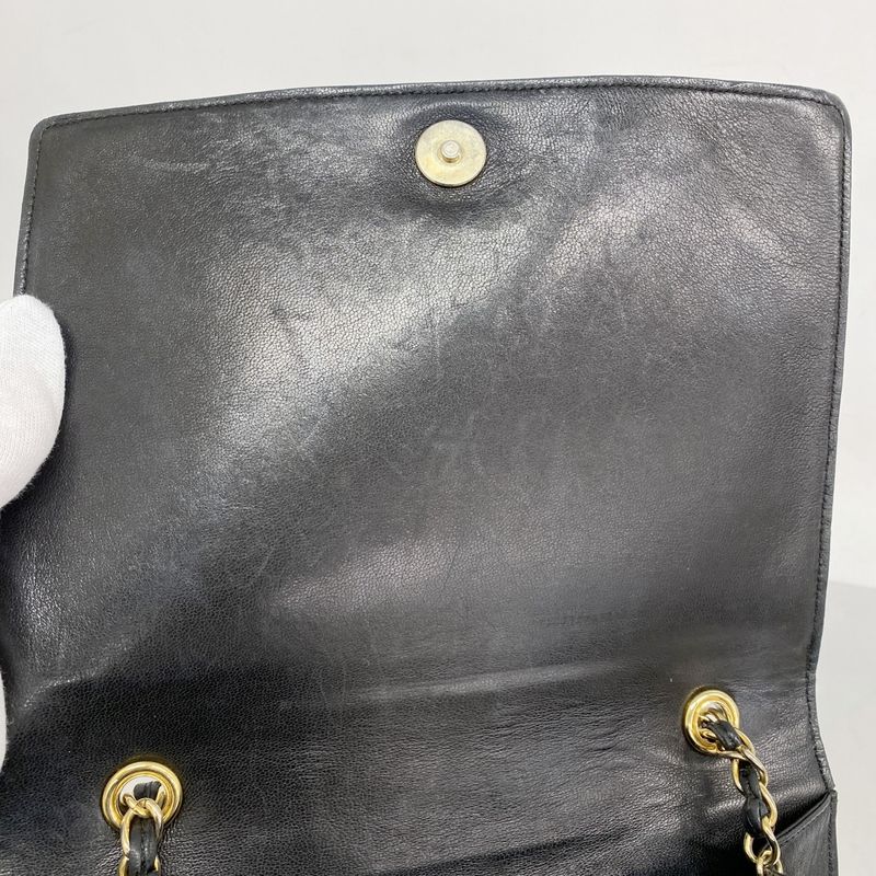 Chanel Shoulder Bag Matelasse Lambskin Black Gold Hardware Women