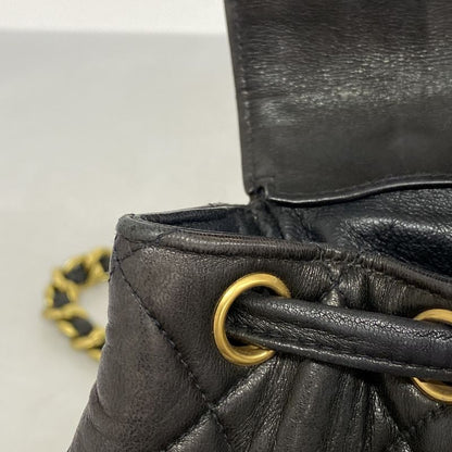Chanel Backpack Daypack Matelasse Lambskin Black Gold Hardware Women