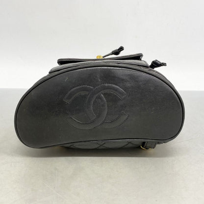 Chanel Backpack Daypack Matelasse Lambskin Black Gold Hardware Women