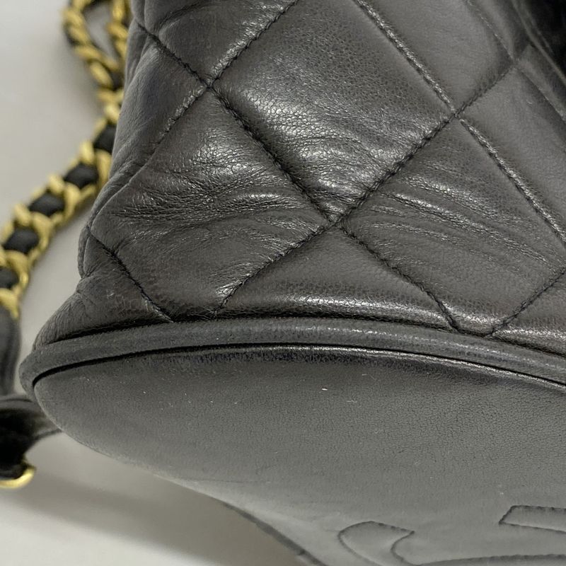 Chanel Backpack Daypack Matelasse Lambskin Black Gold Hardware Women