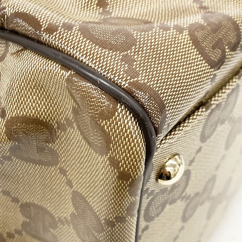 Gucci Handbag GG Crystal 278302 Coated Canvas Brown Chien Pan Gold Hardware