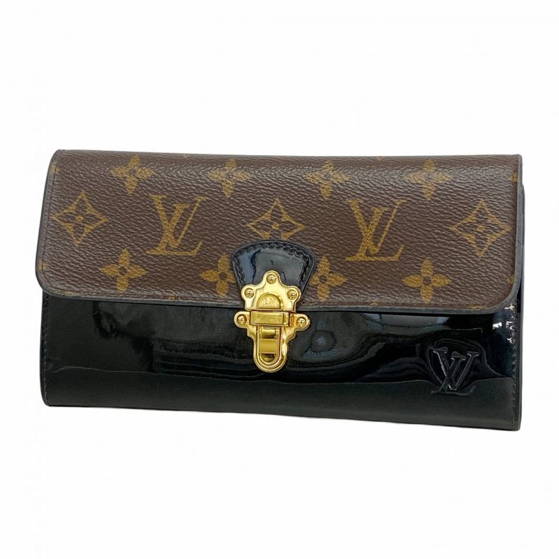 Louis Vuitton Long Wallet Monogram Portefeuille Cherrywood M62558 Black Brown
