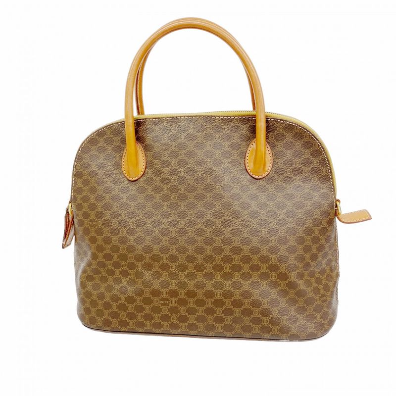 Celine Handbag Macadam PVC Brown Gold Hardware Women