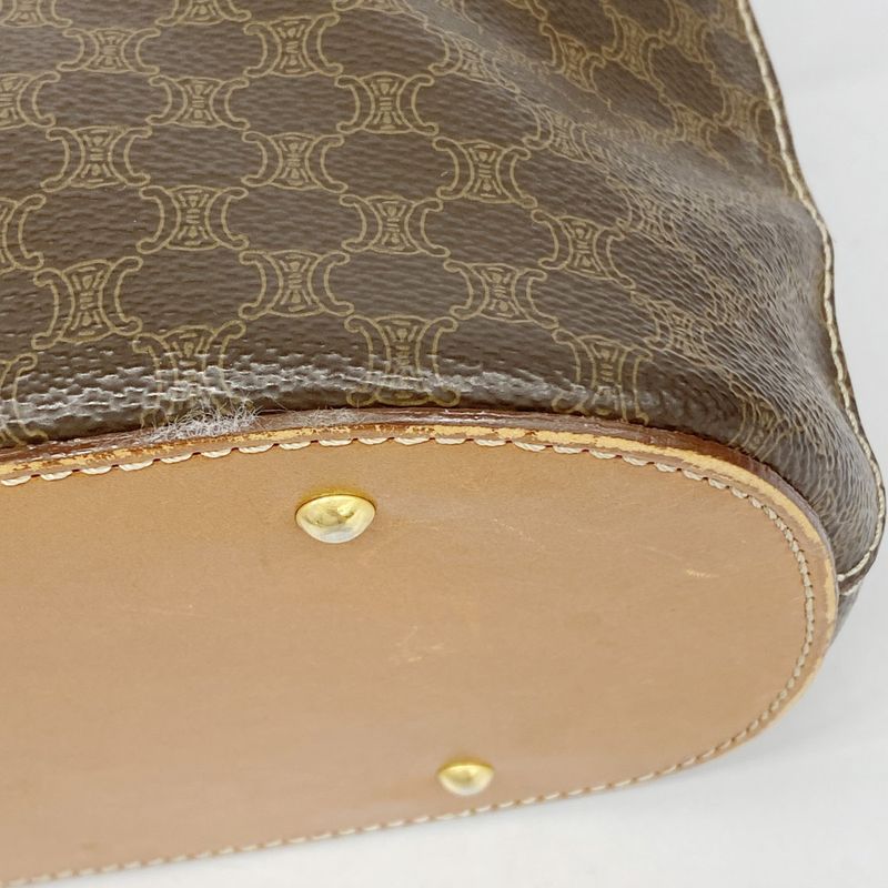 Celine Handbag Macadam PVC Brown Gold Hardware Women