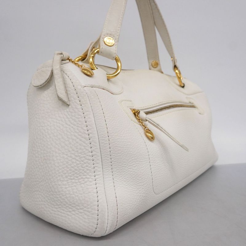 Celine Handbag Leather White Gold Hardware Women