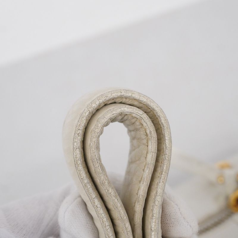 Celine Handbag Leather White Gold Hardware Women