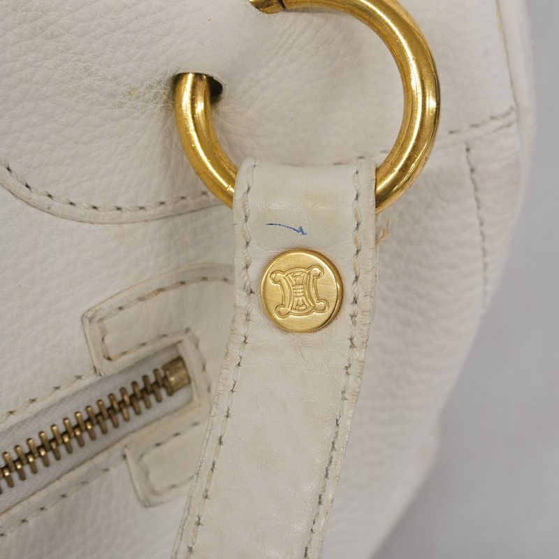 Celine Handbag Leather White Gold Hardware Women