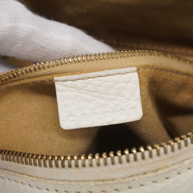 Celine Handbag Leather White Gold Hardware Women