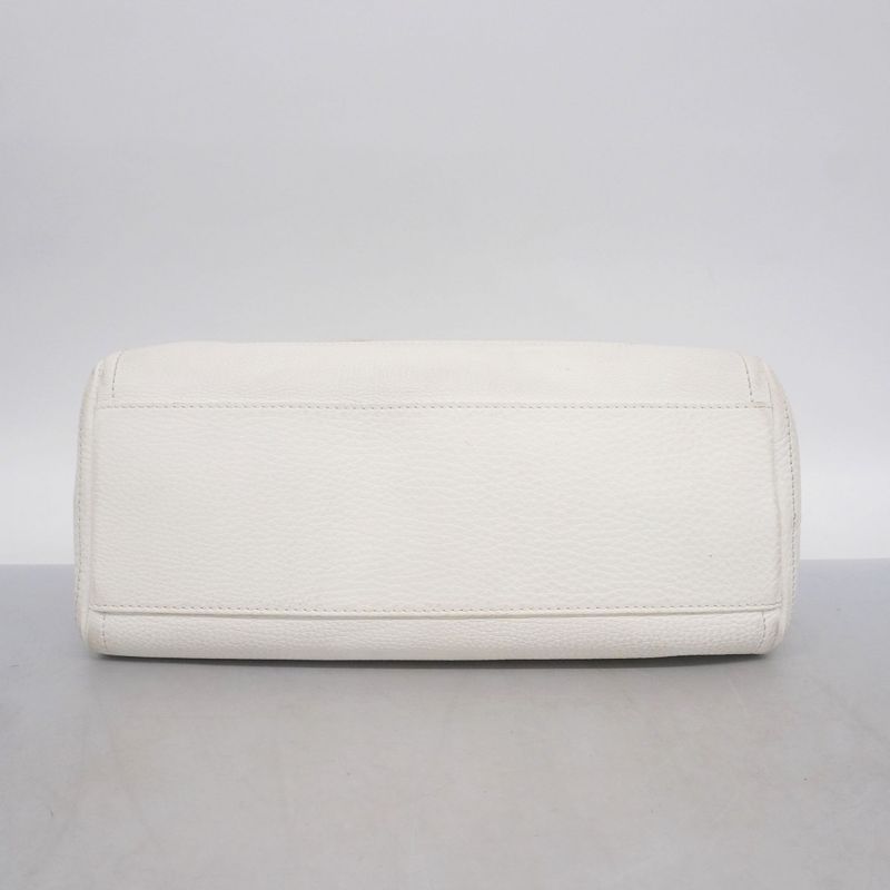 Celine Handbag Leather White Gold Hardware Women