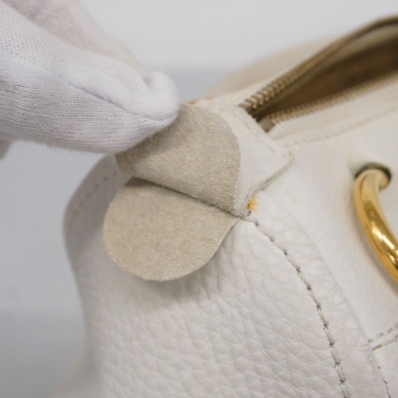 Celine Handbag Leather White Gold Hardware Women