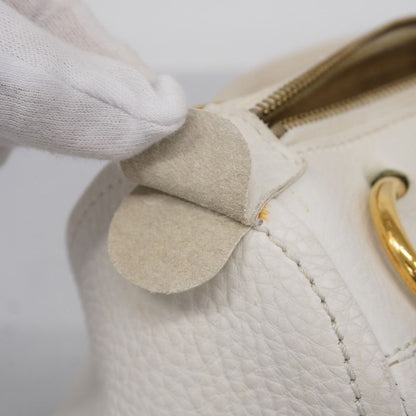 Celine Handbag Leather White Gold Hardware Women