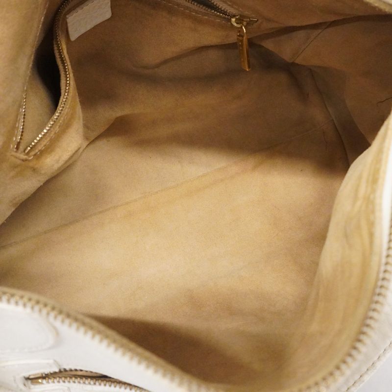 Celine Handbag Leather White Gold Hardware Women