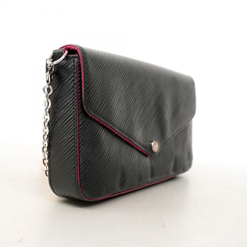 Louis Vuitton Shoulder Wallet Epi Pochette Felicie M64579 Noir Black / Hot Pin