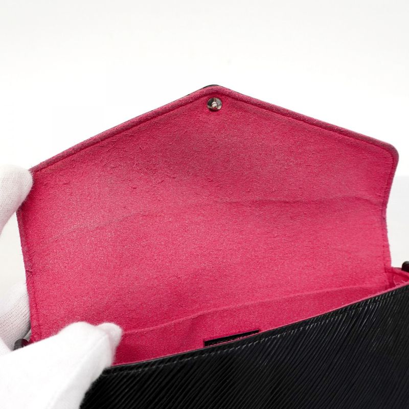 Louis Vuitton Shoulder Wallet Epi Pochette Felicie M64579 Noir Black / Hot Pin