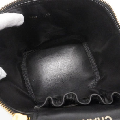 Chanel Vanity Bag Caviar Skin Black Gold Hardware Women