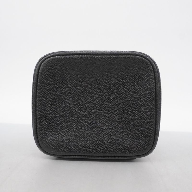 Chanel Vanity Bag Caviar Skin Black Gold Hardware Women