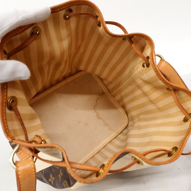 Louis Vuitton Shoulder Bag Monogram Rayures Petite Noe M40564 Brown Beige Ladies