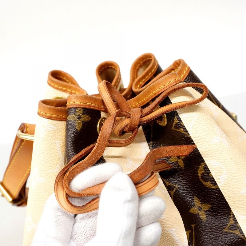 Louis Vuitton Shoulder Bag Monogram Rayures Petite Noe M40564 Brown Beige Ladies