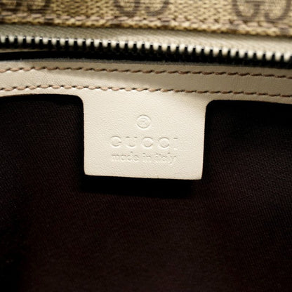 Gucci Tote Bag GG Supreme 211120 PVC Brown White Silver Hardware Women's