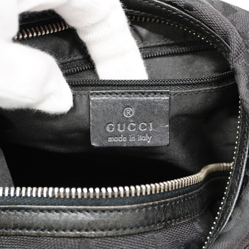 Gucci Shoulder Bag GG Canvas 001 3814 Canvas Black Silver Hardware Women