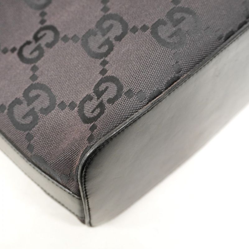 Gucci Shoulder Bag GG Canvas 001 3814 Canvas Black Silver Hardware Women