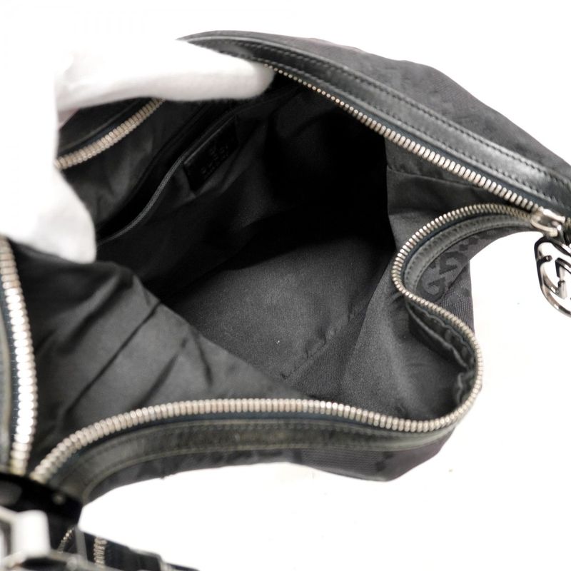 Gucci Shoulder Bag GG Canvas 001 3814 Canvas Black Silver Hardware Women