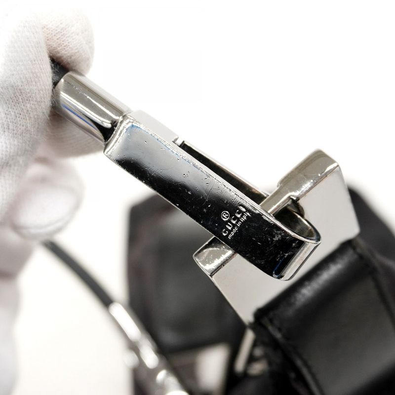 Gucci Shoulder Bag GG Canvas 001 3814 Canvas Black Silver Hardware Women