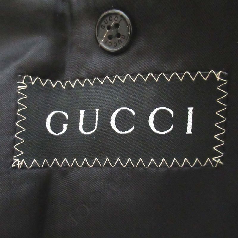 Gucci Tom Ford Period Single Stainless Steel Collar Coat Size 50 Black Men's