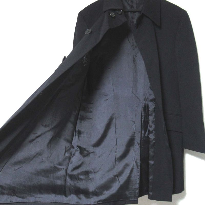 Gucci Tom Ford Period Single Stainless Steel Collar Coat Size 50 Black Men's