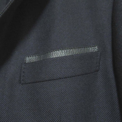 Good Hermes Super140s Leather Trim Elbow Patch Single Tailored Jacket Size 50