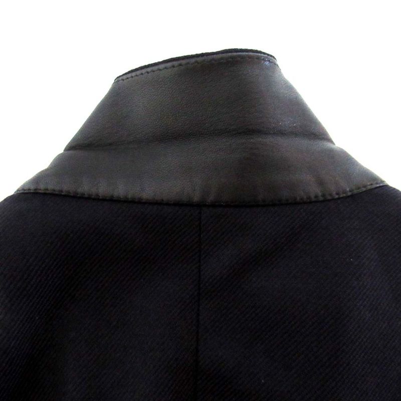 Good Hermes Super140s Leather Trim Elbow Patch Single Tailored Jacket Size 50