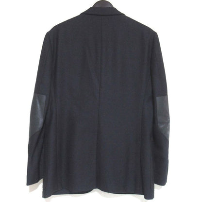 Good Hermes Super140s Leather Trim Elbow Patch Single Tailored Jacket Size 50