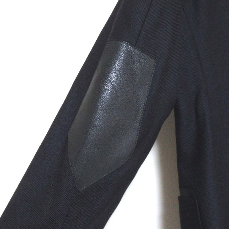 Good Hermes Super140s Leather Trim Elbow Patch Single Tailored Jacket Size 50