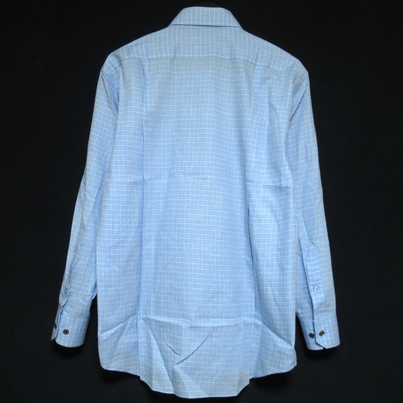 Good Hermes Chest Logo Embroidery Checkered Serie Button Long Sleeve Shirt Size