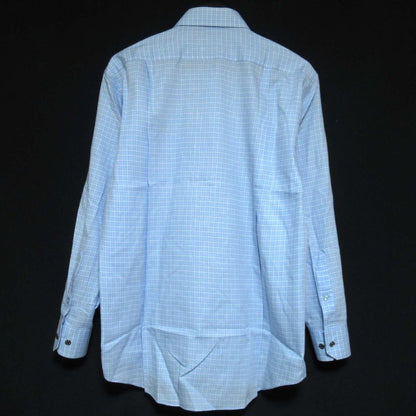 Good Hermes Chest Logo Embroidery Checkered Serie Button Long Sleeve Shirt Size