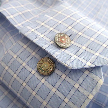 Good Hermes Chest Logo Embroidery Checkered Serie Button Long Sleeve Shirt Size