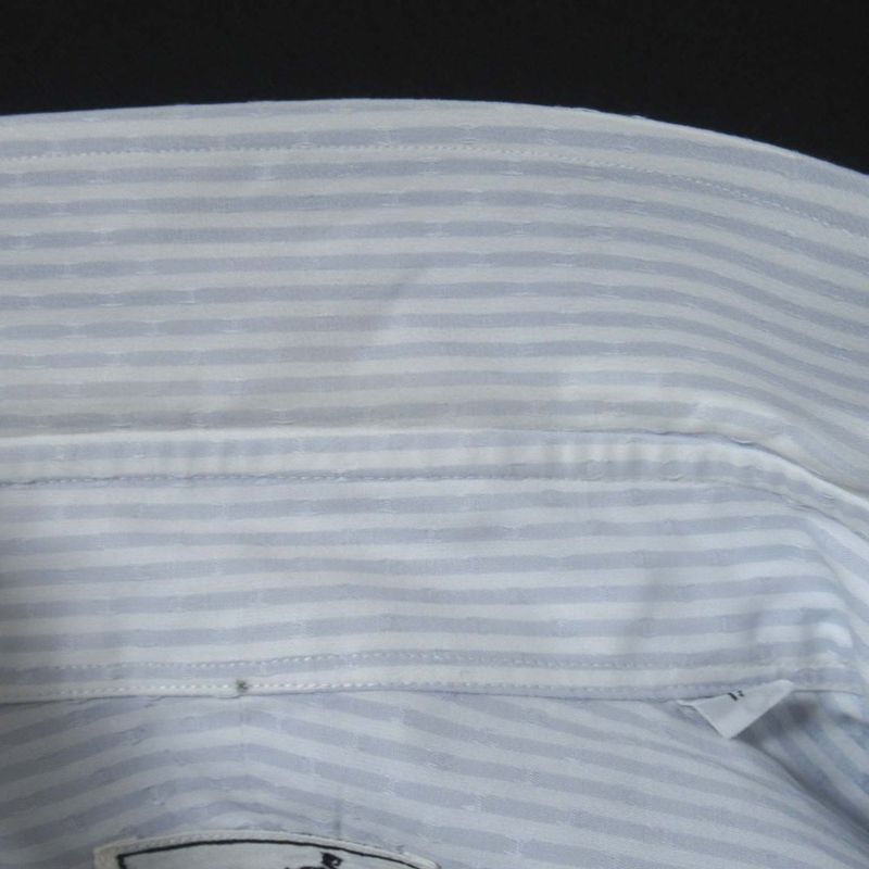 Good Hermes H Logo Stripe Serie Button Long Sleeve Shirt Size 43/17 White and