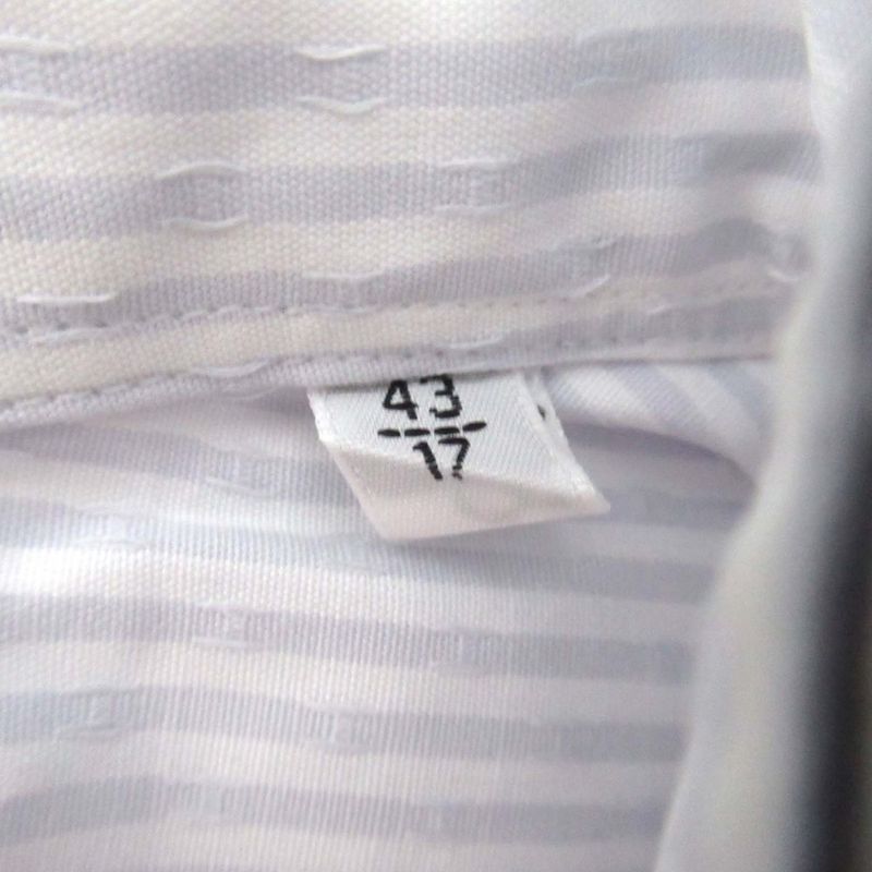 Good Hermes H Logo Stripe Serie Button Long Sleeve Shirt Size 43/17 White and