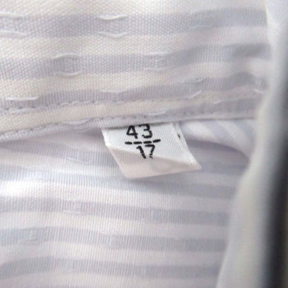 Good Hermes H Logo Stripe Serie Button Long Sleeve Shirt Size 43/17 White and
