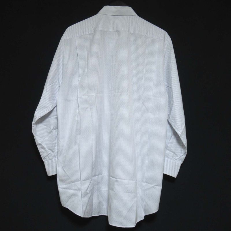 Good Hermes H Logo Stripe Serie Button Long Sleeve Shirt Size 43/17 White and