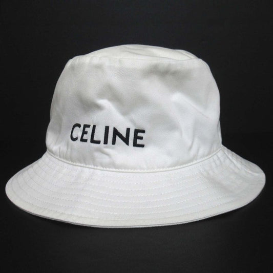 Cleaned Celine Logo Embroidery Bucket Hat 2auo4968p M Size White Men's Ladies