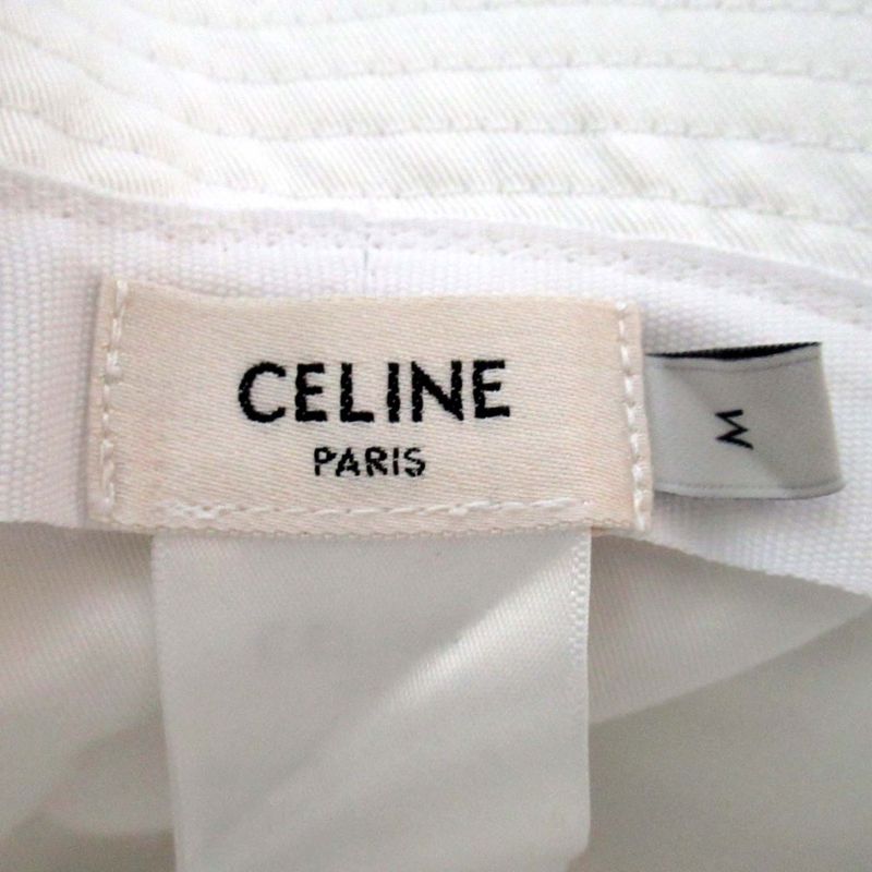 Cleaned Celine Logo Embroidery Bucket Hat 2auo4968p M Size White Men's Ladies