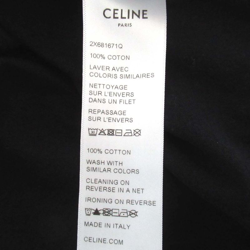 Celine Logo Print Short Sleeve Loose T-Shirt 2x681671q M Size Black Mens Used